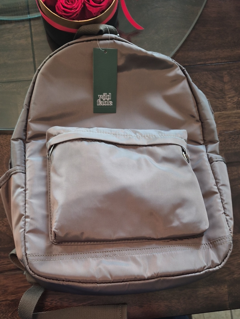wild fable taupe nylon backpack with front pocket
